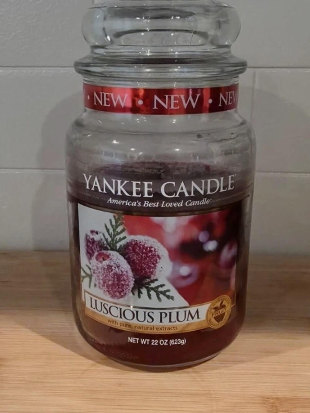 Yankee Candle Luscious Plum 22oz Jar - Classic Label - Used - Retired Scent